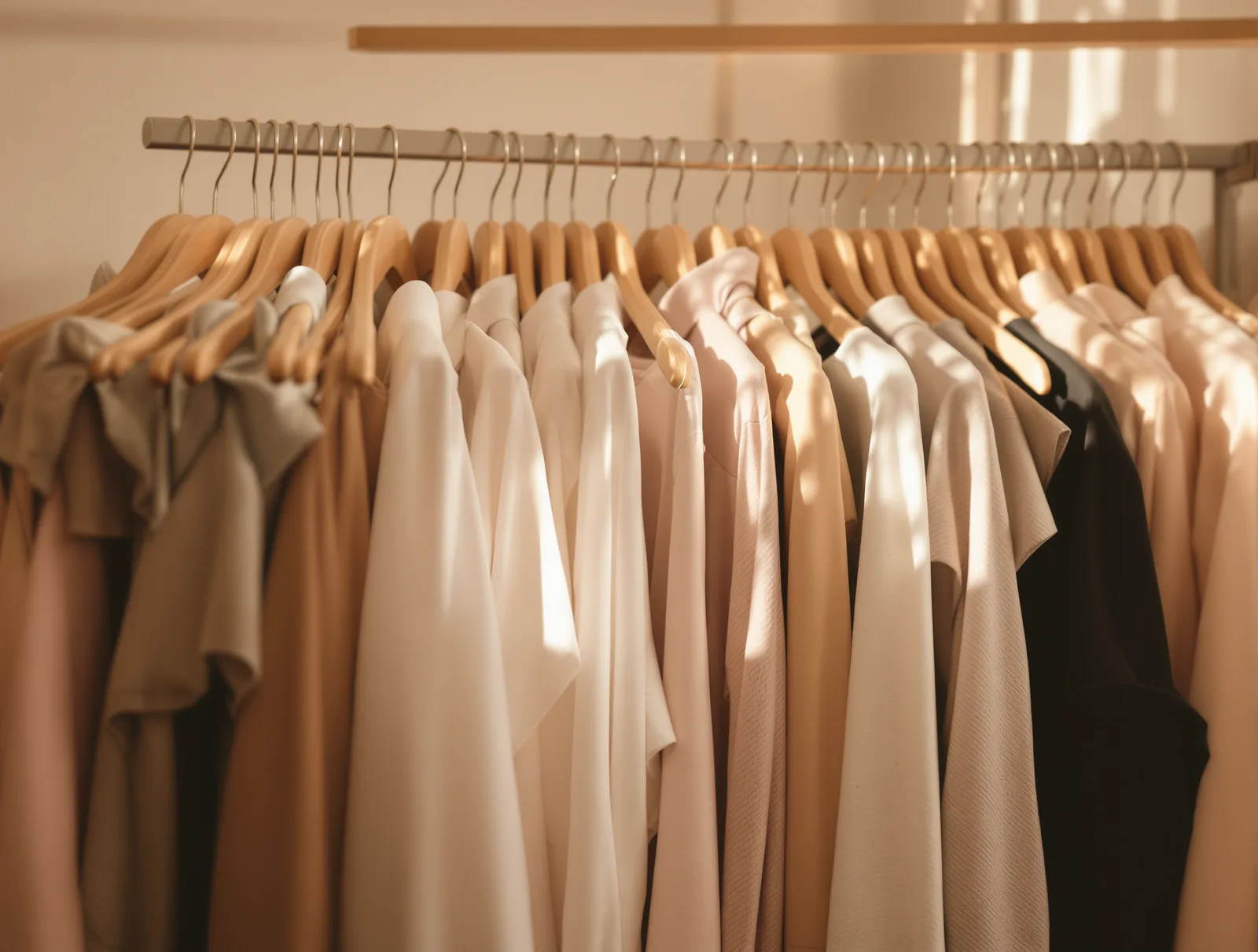 Elyaf Butik'in içinden, doğal kumaş kıyafetlerin asılı olduğu sade bir görünüm